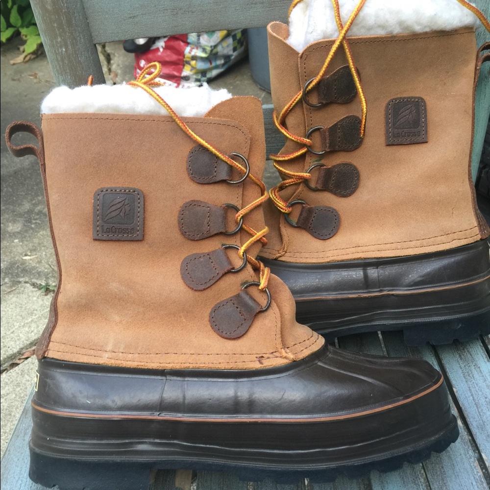 Women's La Crosse Tan Leather Snow Boots Size 8M